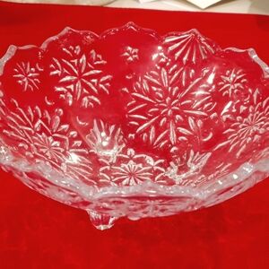 Mikasa crystal footed Holiday Snowflake bowl.